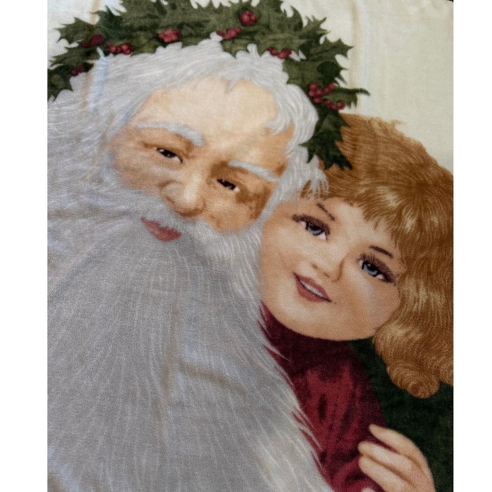 Tina Higgins Santa Child Fleece Throw Blanket Christmas Holiday Cozy Plush 56" - Picture 3 of 8